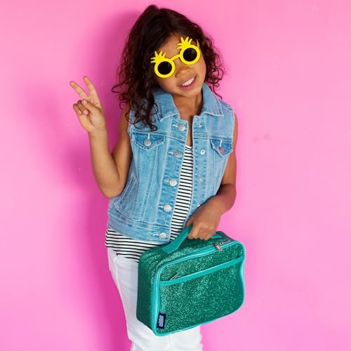 Image of Wildkin Kids Insulated Lunch Box, Blue Glitter | Insulated, wipe-clean lunch box - coordinates with matching Wildkin backpacks