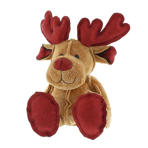 Festive Productions Soft Plush Christmas Reindeer Toy With Red Glitter Antlers 28cm Kids Xmas Bear Gift