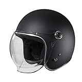 モトベース（MOTO BASE）SG・PSC規格 バイク用 シールド付 ヴィンテージ タイプ ジェットヘルメット｜MBHL-VJ01S｜マットブラック/フリー（57～60ｃｍ未満)