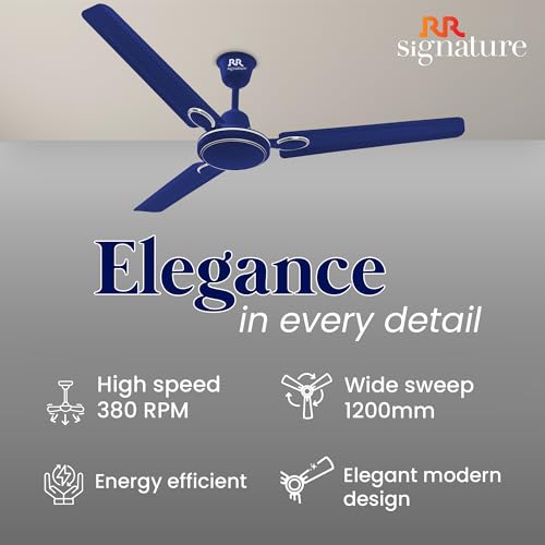 Image of RR Signature MORPHEUS DECO 1S 1200 MM Ceiling Fan For Home|High Speed & High Air Flow | High Energy Efficient | 2 Year Warranty [Oxford Blue]