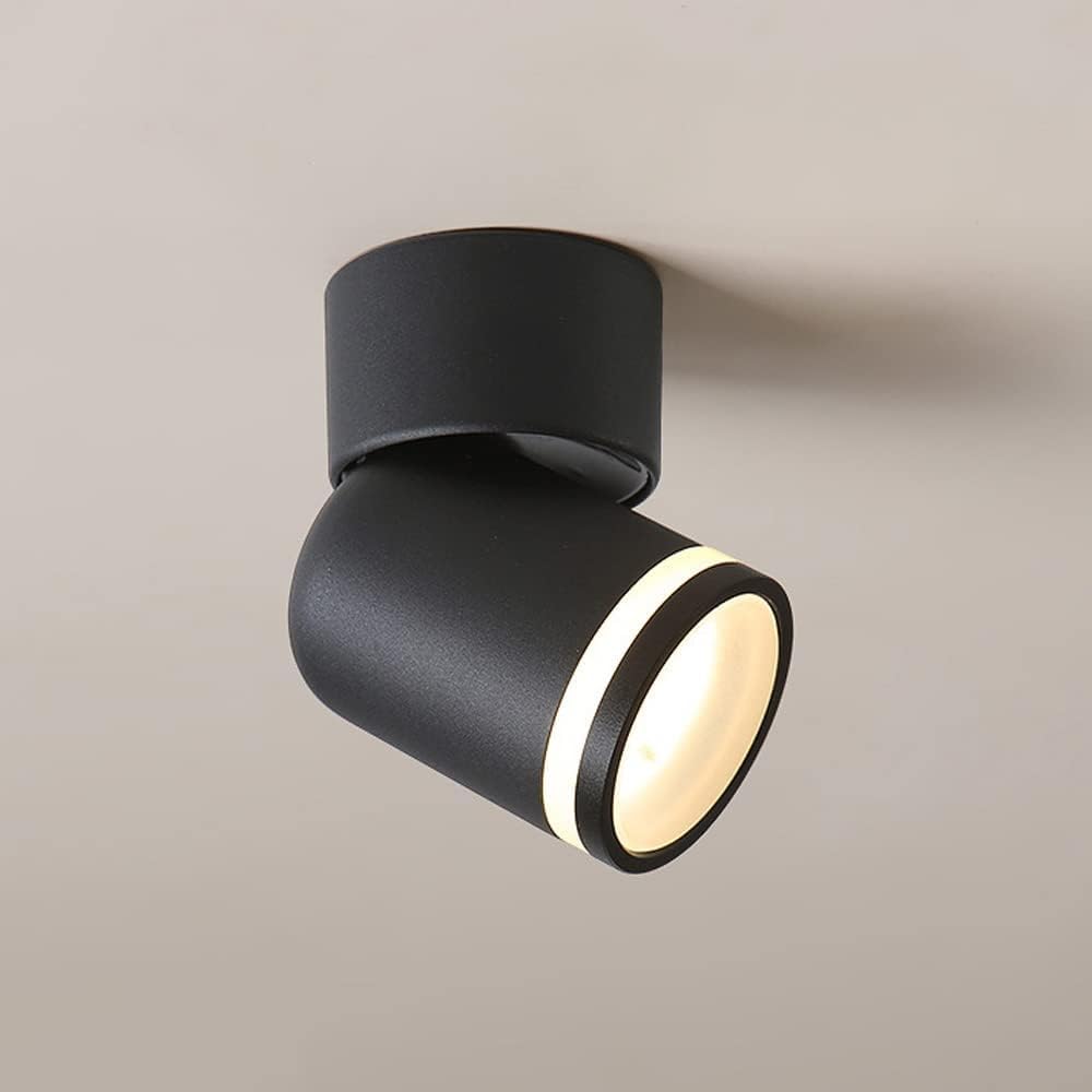 BHGFYXBS Indoor 10W Led Spotlight丨350° Rotation Ceiling Light/Surface Mounted Spotlights/3000K-6000K Black Aluminum Wall Lamp Ceiling Spotlight,Chandelier Ceiling Fixtures
