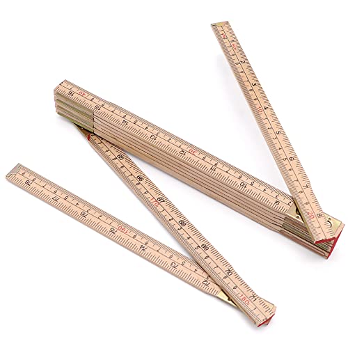 Jeemiter Heavy-Duty Wood Folding Rule, 6.5FT/2M Hardwood Carpenter Ruler with