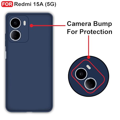 Image of CEDO Back Cover for Redmi 15A (5G) | Camera Bump Protection & Inner Velvet Fabric Lining | Ultra Slim Matte Soft Rubberised Case Cover (Blue)