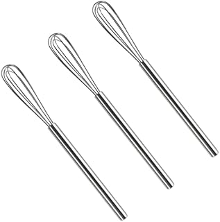 Webake Mini Whisk Stainless Steel Small Long Whisk 3 Pcs Egg Whisks for Mixing, Whisk, Beating, Frothing and Stirring
