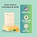 Aspen Kay Naturals Aloe Vera & Calendula Soap, Natural & Organic Ingredients, Organic Aloe Vera, Calendula & Turmeric Soap. Use for Face & Body. for Men, Women & Teens. Gentle Face Wash. 4.5 oz Bar