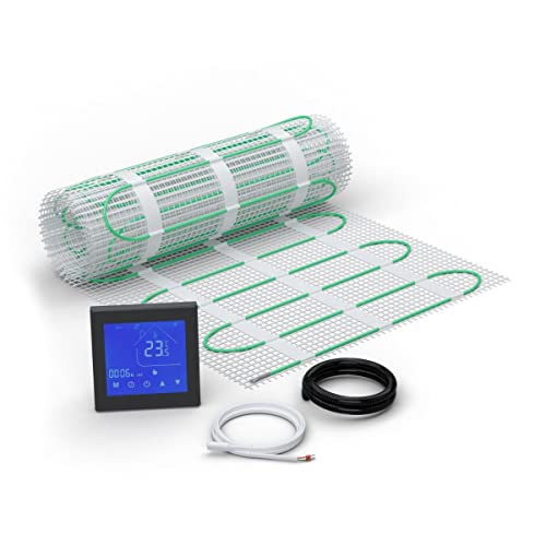 WARMON© Elektrische Fußbodenheizung BZ-200 für Fliesen - 200 W/m² - Komplett-Set mit WIFI Thermostat MCS 450 (1,5 m² - 0,5 x 3 m) Cover