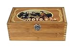 GMMH Bingo Set, Russisches Lotto, Spiel, Gesellschaftsspiel mit Holzfiguren (Holzkiste, LN-30-2) Spieleabend, Partyspiel, Loto Bingospiel Spiel für Erwachsene