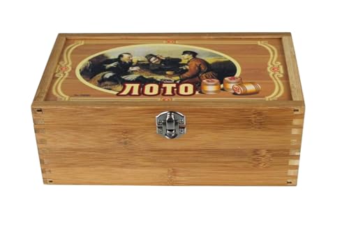 GMMH Bingo Set, Russisches Lotto, Spiel, Gesellschaftsspiel mit Holzfiguren (Holzkiste, LN-30-2)...