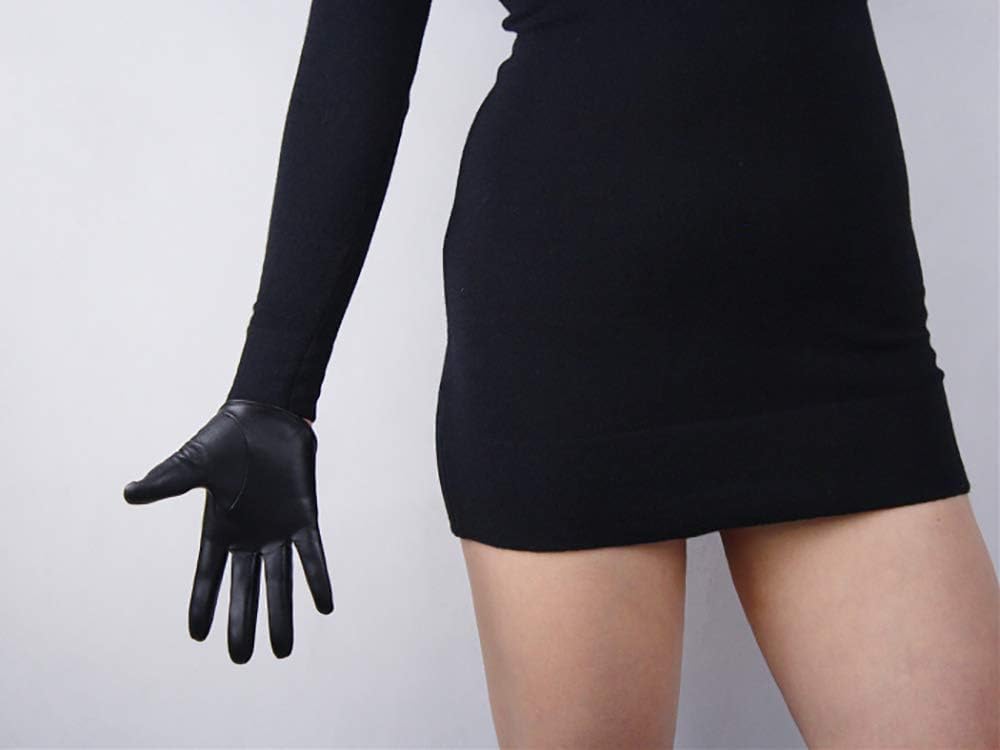 DooWay Half Palm TECH GLOVES Real Leather 13cm Extra Short Genuine Lambskin Sheepskin Women's Driving Party Gloves