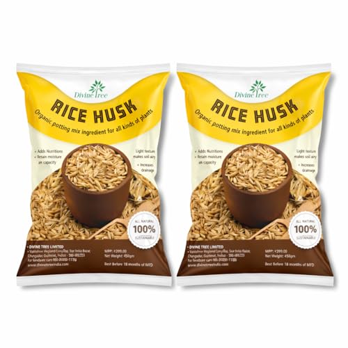 Image of DIVINE TREE Organic Rice Husk for Plants | Paddy Husk Soil Conditioner & Potting Mix Additive for Gardening | Improves Aeration, Drainage & Water Retention | Natural Mulch (900gm)