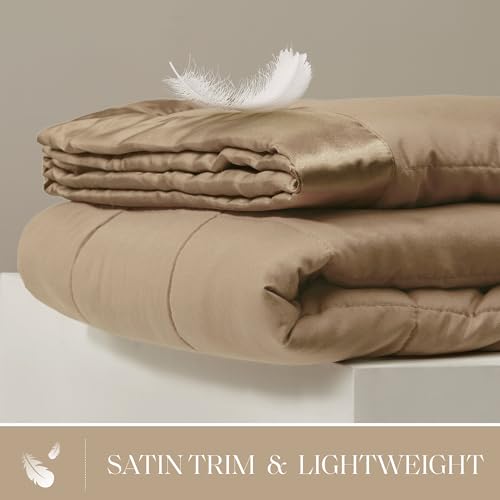Madison Park Windom Down Alternative Blanket, Premium 3M Scotchgard Moisture Wicking Treatment, Lightweight and Soft Bed Cover For All Season, Satin Trim, Brown Twin by Madison Park - Image 2