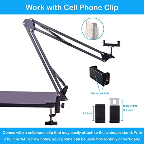 SHOPEE Webcam Stand, 28" Webcam Camera Clamp Mount Adjustable Desktop Suspension Boom Scissor Tripod Stand Built-in 1/4" Screw Flexible Long Arm... - Image 2