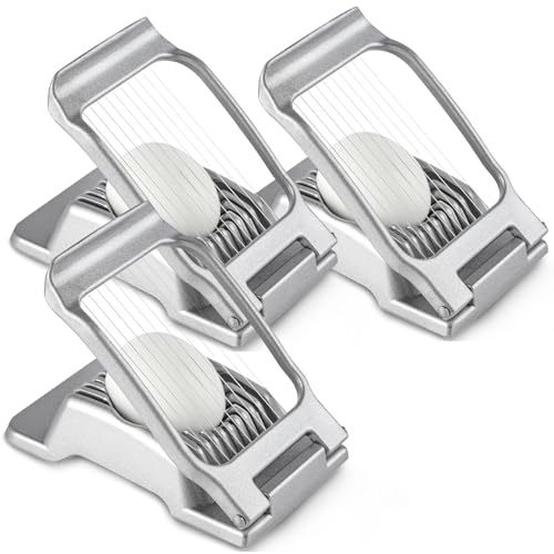 3 Packs Egg Slicer, Strawberry Slicers, Multipurpose Egg Cutter for Boiled with Stainless Steel Wire, Heavy Duty Aluminium Cutter Dishwasher Safe for Strawberry Soft Fruit and Food