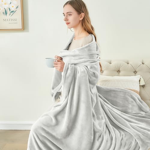 Image of BEDELITE Fleece Blanket Dove Grey Throw Blankets for Couch & Bed, Luxury Plush Cozy Fuzzy Blanket 50x60 inches, Super Soft Warm Lightweight Throw Blanket for Travel Camping