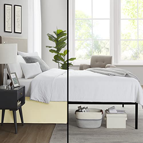 Image of Nestl Vanilla Yellow Bed Skirt Cal King Size - Cal King Bed Skirt 14 Inch Drop - Brushed Microfiber Bed Skirts - Hotel Quality Pleated Bed Skirt - Shrinkage & Fade Resistant