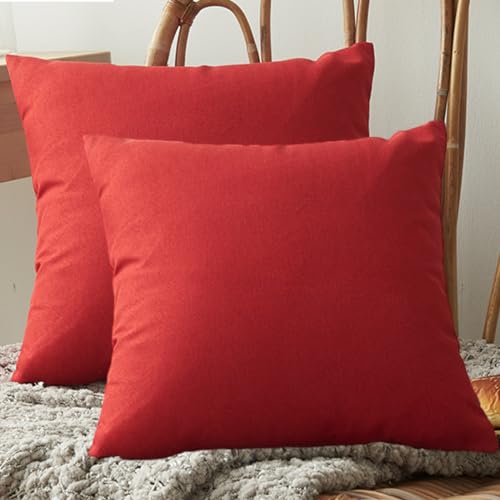 Pack of 2 Throw Pillow Covers, 45x45cm Square Cotton Linen Lumbar Throw Pillowcases Decorative Pillow Cushion Cover Set for Home Decor Sofa Couch Bedroom Car