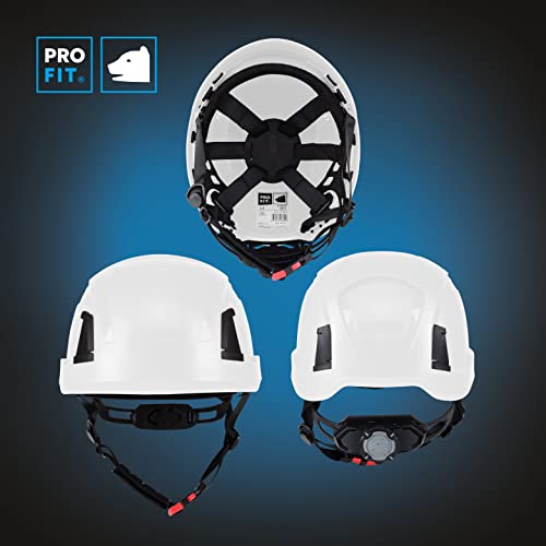 Foto von PRO FIT Arbeitsschutzhelm D!-Rock – Robuster Schutzhelm, Sicherheitshelm, Belüfteter Bauhelm, Anpassbares Kopfband & Kinnriemen, Arbeitshelm - Weiß