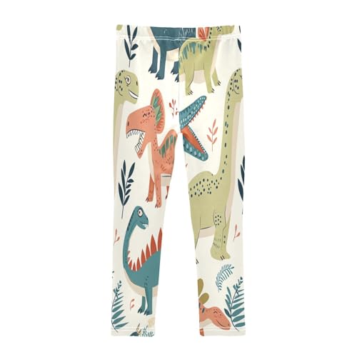 Bolaz Toddler Girls Leggings Printed Yoga Pants Leggings Green Orange Dinosaur for Kids2