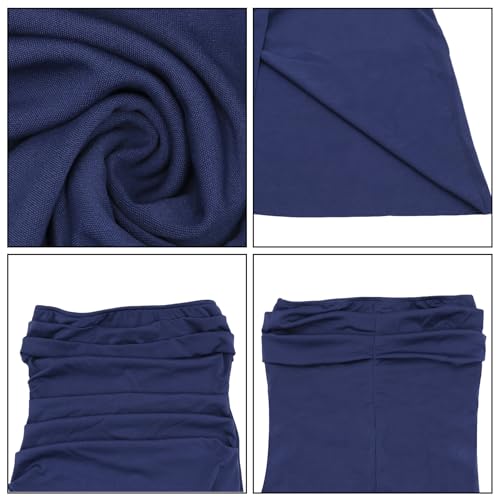 Image of Women's Off Shoulder Backless Ruched Bodycon Dress Sexy Strapless High Split Long Maxi Dresses for Party Cocktail