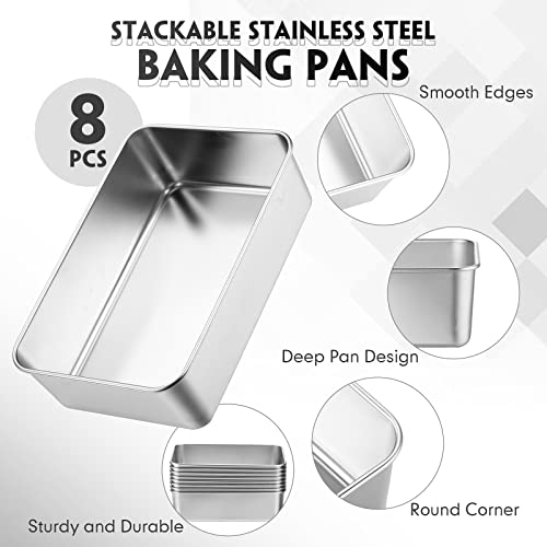 Thenshop 8 Pcs Loaf Pan For Baking Bread Stainless Steel Non Stick Loaf Pan Set 8.66 X 5.7 X 2.36 Inch Metal Loaf Pan Rectangle Baking Pan Meatloaf Bakeware Cake Dish Bakeware Dishwasher Safe #TOP3