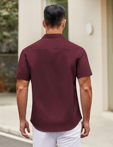 Image of COOFANDY Mens Short Sleeve Casual Button Down Shirts Summer Untucked Dress Shirts with Pocket