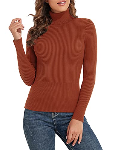 Image of PrettyGuide Women's Ribbed Turtleneck Long Sleeve Sweater Tops