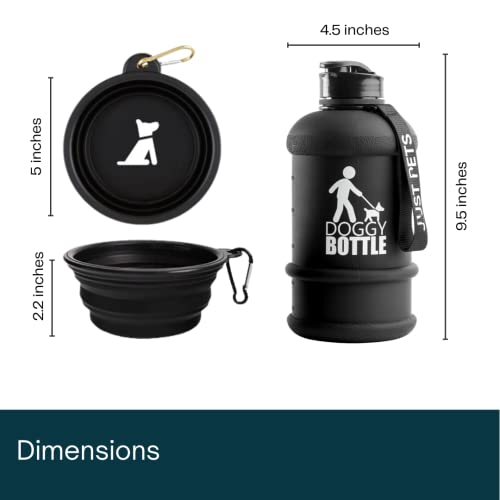 Large Water Bottle For Dogs On The Go With Collapsible Dog Bowl, Dog Travelling Water Bottle Set, Dog Hiking Water Bottle & Travel Dog Bowl, Large Dog Water Bottles For Walking, Leakproof (Black) #TOP2