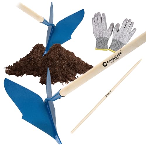 Crisalide® - Vomere Traccia Solchi In Metallo 25x26CM, COMPLETO DI MANICO In Legno 150CM, Indicato Per La Cura Dell'Orto E Del Giardino, Facile Da Utilizzare
