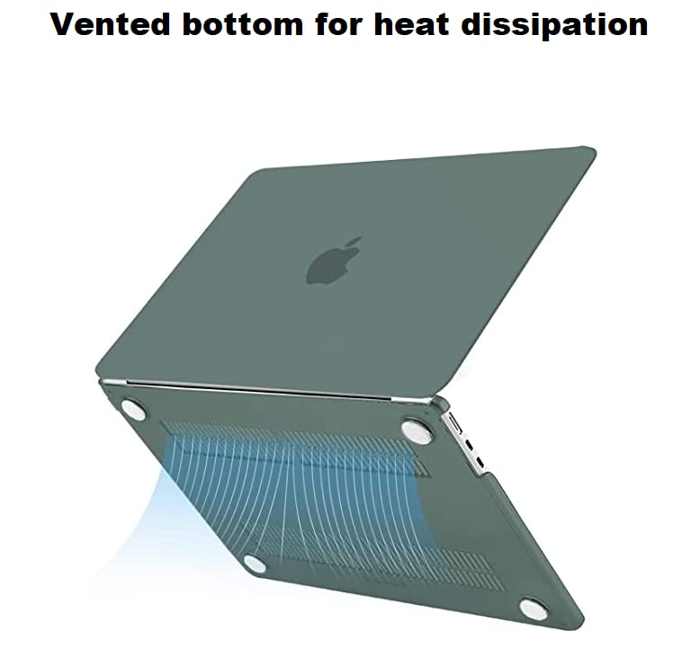 Image of Midkart Case Compatible with MacBook Air 13.6 inch M5 M4 M3 M2 Release 2026-2022 A3449 A3240 A3113 A2681 Touch ID Hard Shell Cover Keyguard Dust Plugs for MacBook Air 13 inch Case, Midnight Green