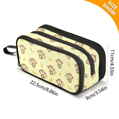 Image of J JOYSAY Monkey Banana Yellow Pencil Case Large Big Capacity Pouch Bag Pen Boxes for Girls Boys Zipper Stationery Bag for Office College School