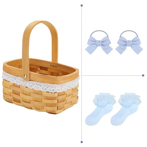 Disfraz azul a cuadros para niñas con accesorios miniatura 3