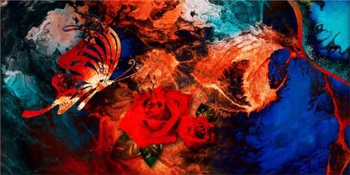 Diamond painting roses pour grand tableau decoration murale salon de 200x100cm