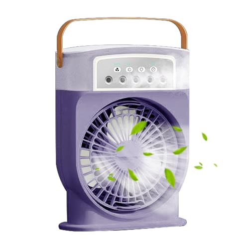 Ventilador nebulizador portátil | Ventiladores nebulizadores para uso exterior – Depósito de agua 600 ml 3 velocidades ventilador refrescante verano para yoga, jardinería, viajes, actividades al aire