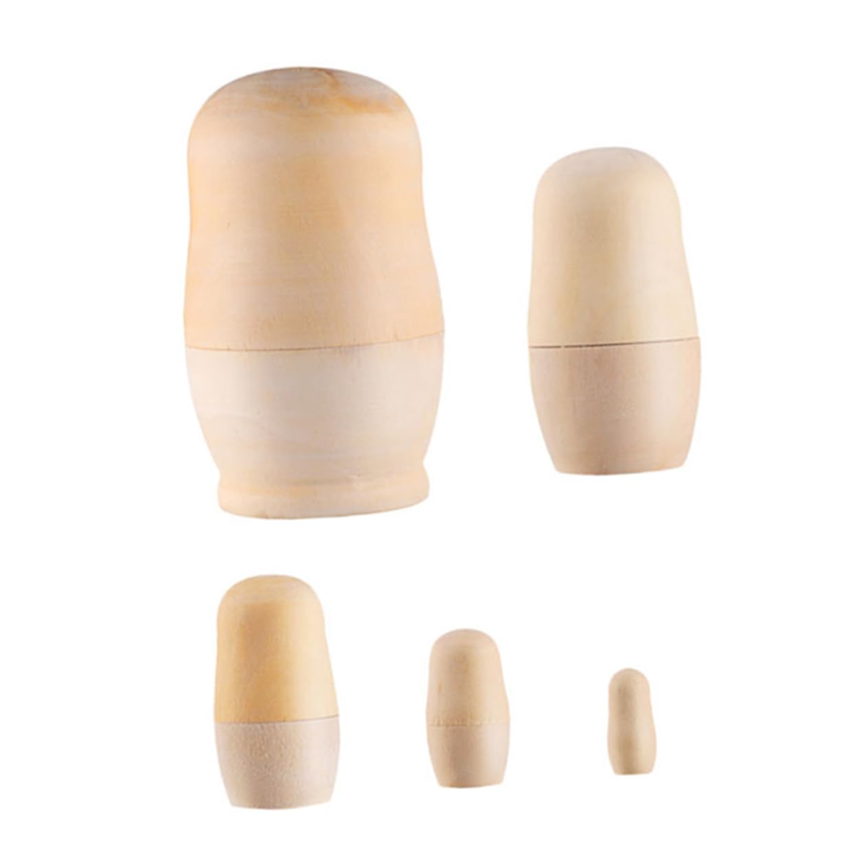 SUPVOX Russian Stacking Dolls 5-Layer Unpainted Nesting Dolls Blank Wood Material
