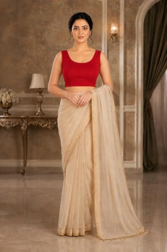 Image of Abhi Readymade Saree Blouse for Women- Sleeveless, Round Neck, Regular-fit, Stretchable, Pull-on Style Blouse