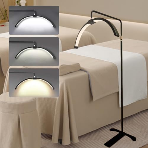Ccarzzi Half Moon Light Foldable Lash Light for Eyelash Tech, LED Floor Lamp with Phone Holder, 3 Color Temperature, 360° Rotating, Esthetician Light for Tattoo, Beauty, Skincare