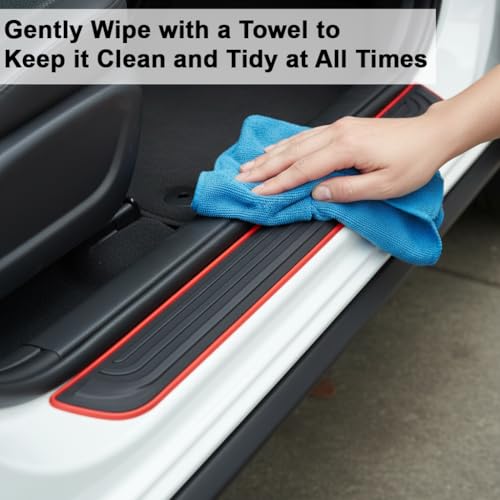 Image of STHIRA Car Door Sill Protector, Self-Adhesive, Pack of 4, 20.5 /14.7 in