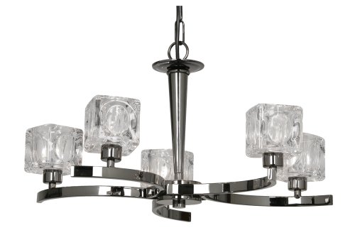 Plafonnier 5 lumières Tao revêtement miroir métallisé et verre