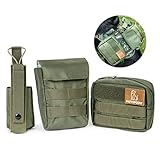 Pattepoint Tactical Dog Vest Harness Accessory Bags Backpack Pouches, 3 Pack Bag Suits for Multi Uses, Service Dog in Hiking Training, Quality Dog Carring Saddle Bags for Dogs Vests (Green)