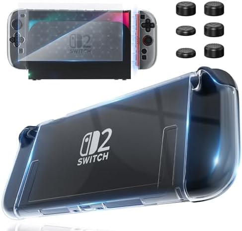 （19:00時点） Switch 2 カバー HEYSTOP Switch 2 スイッチ2 対応 分体式設計 着脱簡単 ドック対応 全面保護 PC材質 薄型 軽量 透明 超耐衝撃 指紋・傷防止 ニンテンドースイッチ2 保護