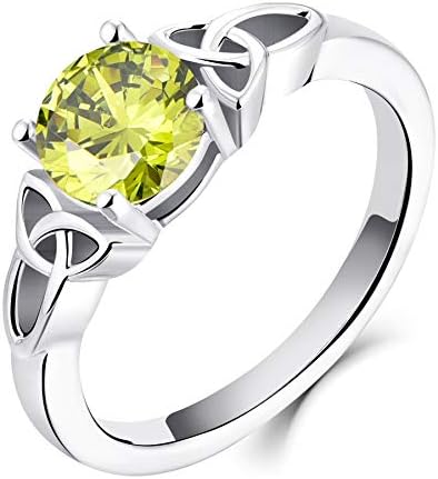 YL Celtic Knot Rings for Women 925 Sterling Silver Created Peridot 18k White Gold Plated Statement Rings-size6