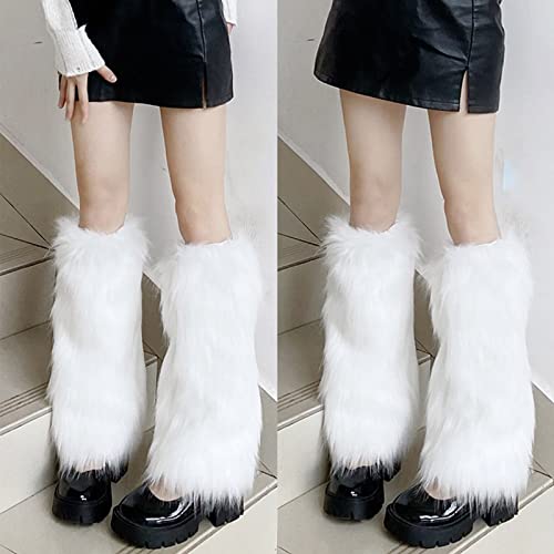 Soft Warm Hosiery, Women Girls Faux Leg Warmer Fall Winter Solid Color Furry Plush Boot Cuffs Warm Socks2