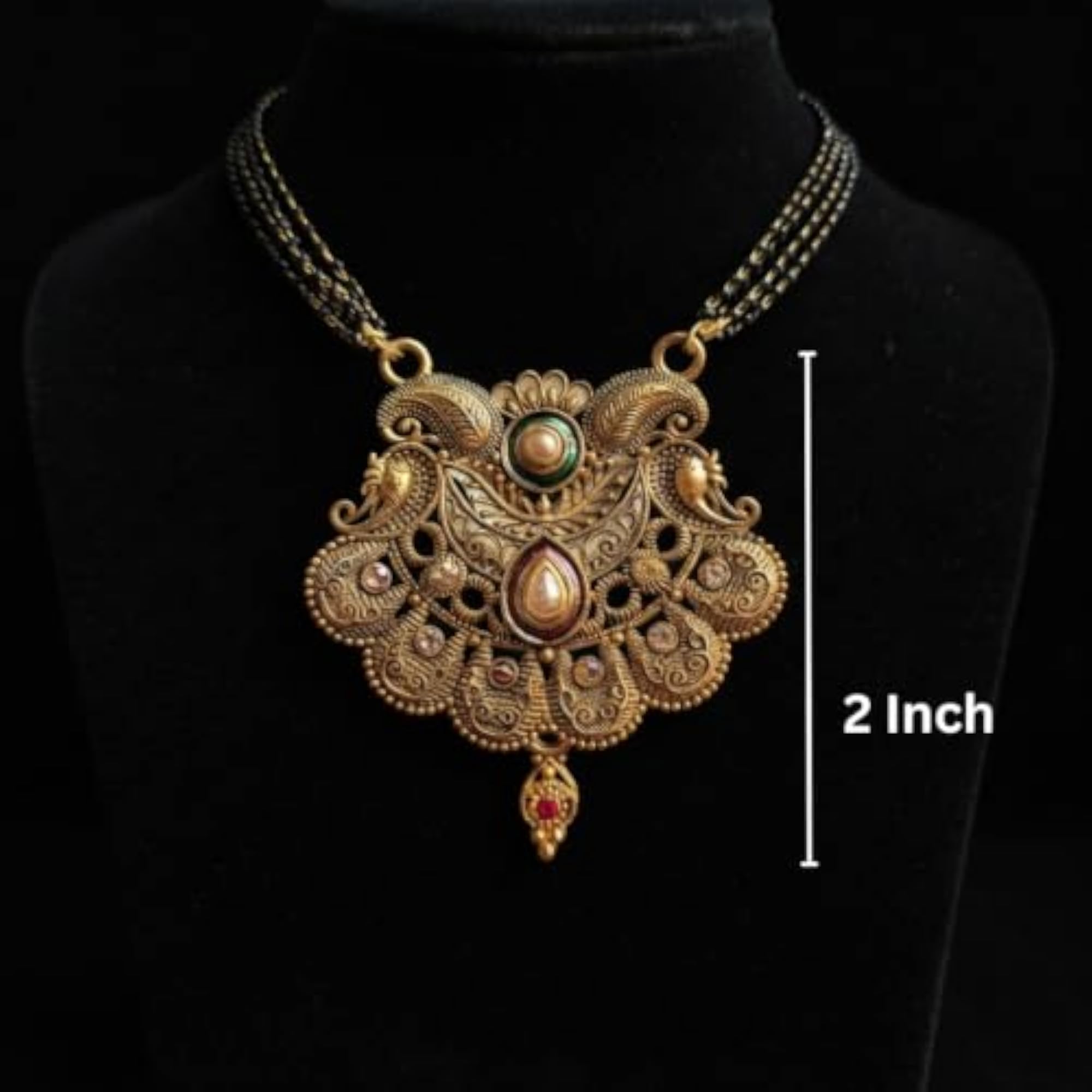 Classic Black Bead Mangalsutra Necklace for Women
