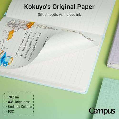 Carnet de notes ligné 8mm A5 couverture rigide pastel 100 feuilles - 5