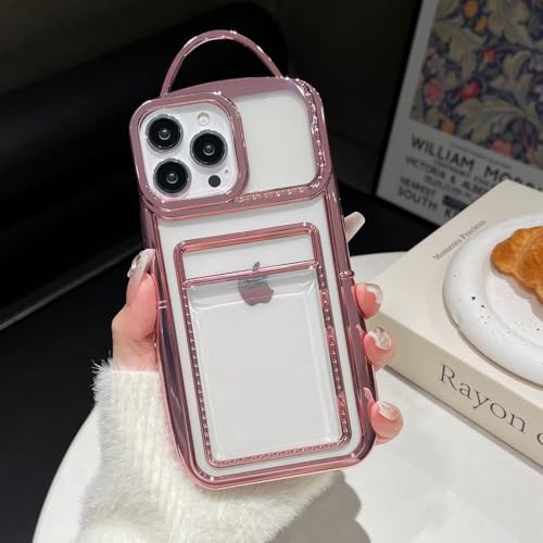 Image of COVERLY for iPhone 14 Plus 3D Luxury Phone Bag Style Case,Full Protective Fashion Wallet Photo Card Clear Slot with Purse Holder Cute Soft Silicone Aesthetic Cover for Apple iPhone 14 Plus -Rose Gold