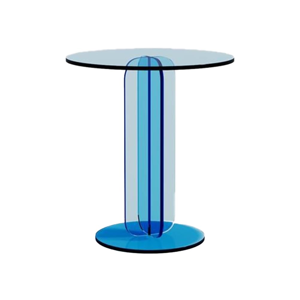 Transparent Acrylic Coffee Tables, Living Room Corner Sofa Side Bedroom Nightstand, First Choice for Small Spaces, Suitable Various Scenarios,Blue,45 * 45 50cm