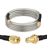 RP-SMA Male to RP-SMA Female Bulkhead Cable 6FT, RG58 Coaxial Cable with Panel Mount, Gold Plated Connector, Low Loss RF Extension Cable for WiFi Antenna, Router, FPV, SDR