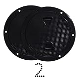 YOQVQOY 2 Pcs Boat Hatch, 6 Inch Marine Access Hatch for Marine Boat Yacht Kayak, Round Non Slip Boat Storage Hatch Lids, Inspection Hatch Deck Plate Hatch with Detachable Cover, Black