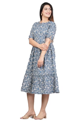 Image of Kuruti B Sheets Women's Cotton Floral Printed Regular Fit Anarkali Kurta for Women