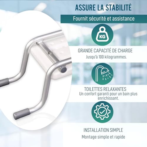 Banc baignoire sécurité antidérapant avec assise perforée ergonomique - 6